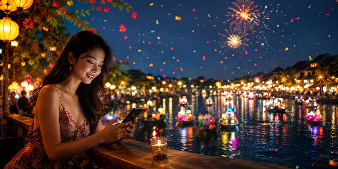 Người chơi thư giãn đăng nhập casino trực tuyến bên tách cà phê tại Hội An