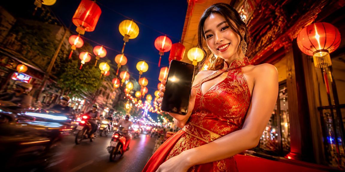 Người dùng nhận thưởng đăng ký mới tại chợ đêm Huế đầy màu sắc
