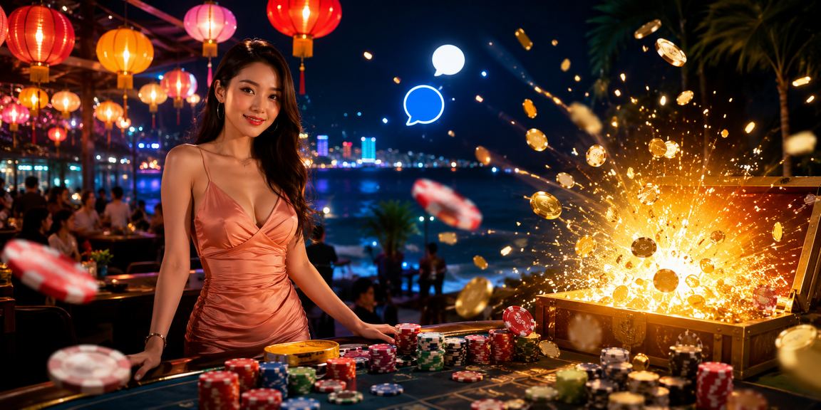 Người dùng tham gia game casino và cá cược tại chợ đêm Nha Trang sôi động